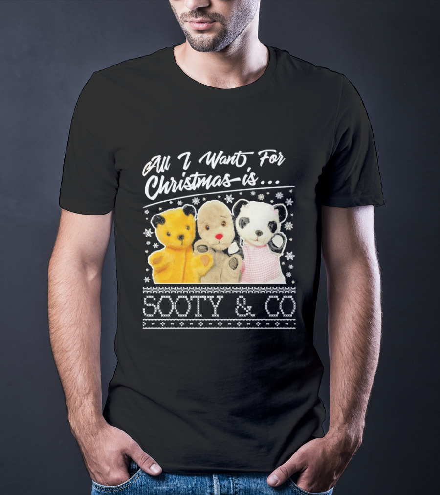 All I Want For Christmas Is Sooty And Co Vintage Stuffed Characters T-Shirt