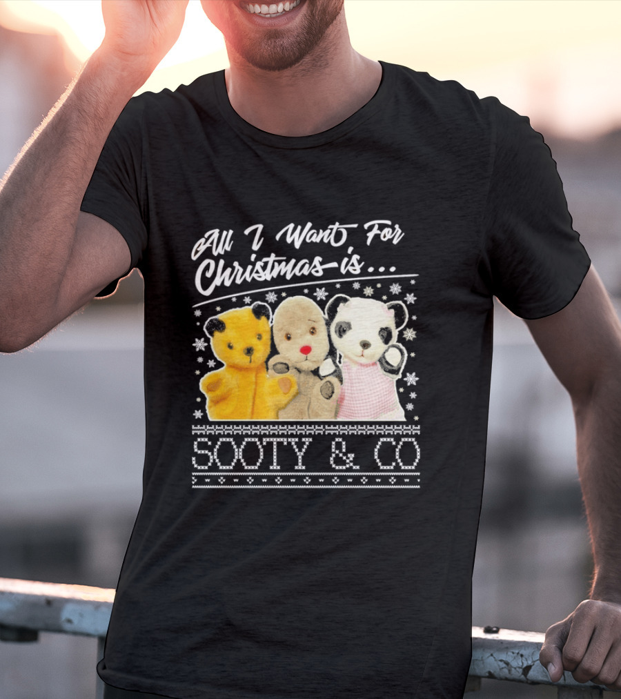 All I Want For Christmas Is Sooty And Co Vintage Stuffed Characters T-Shirt