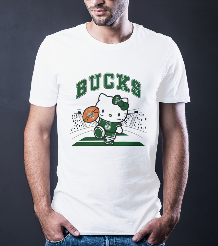 Hello Kitty Bucks Basketball Milwaukee Crossover 2026 NBA Season T-Shirt