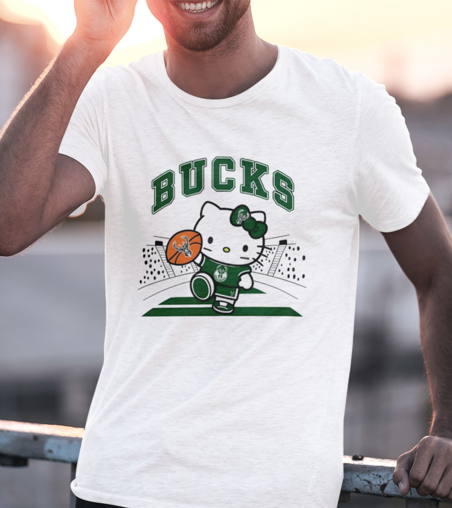 Hello Kitty Bucks Basketball Milwaukee Crossover 2026 NBA Season T-Shirt