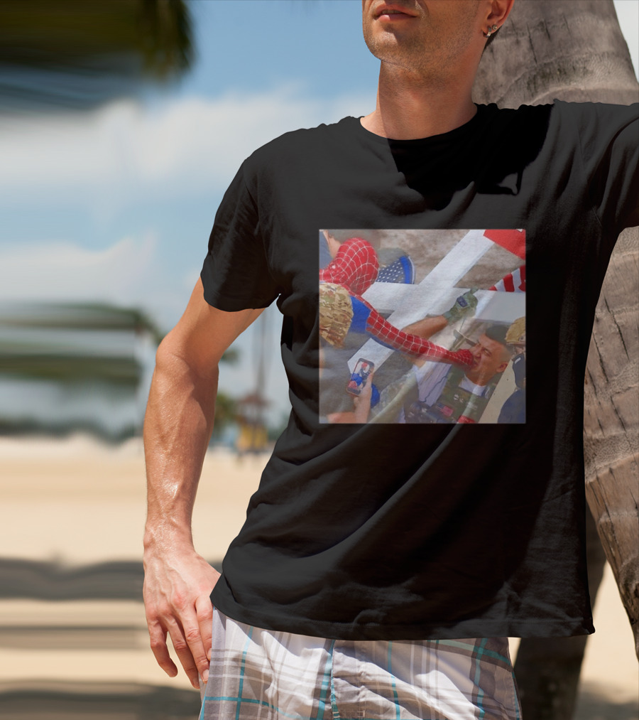 Invisible Touch Spider Man Meets Protester Face Off T-Shirt