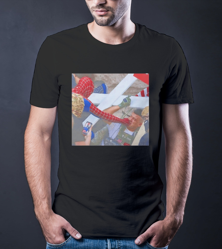 Invisible Touch Spider Man Meets Protester Face Off T-Shirt