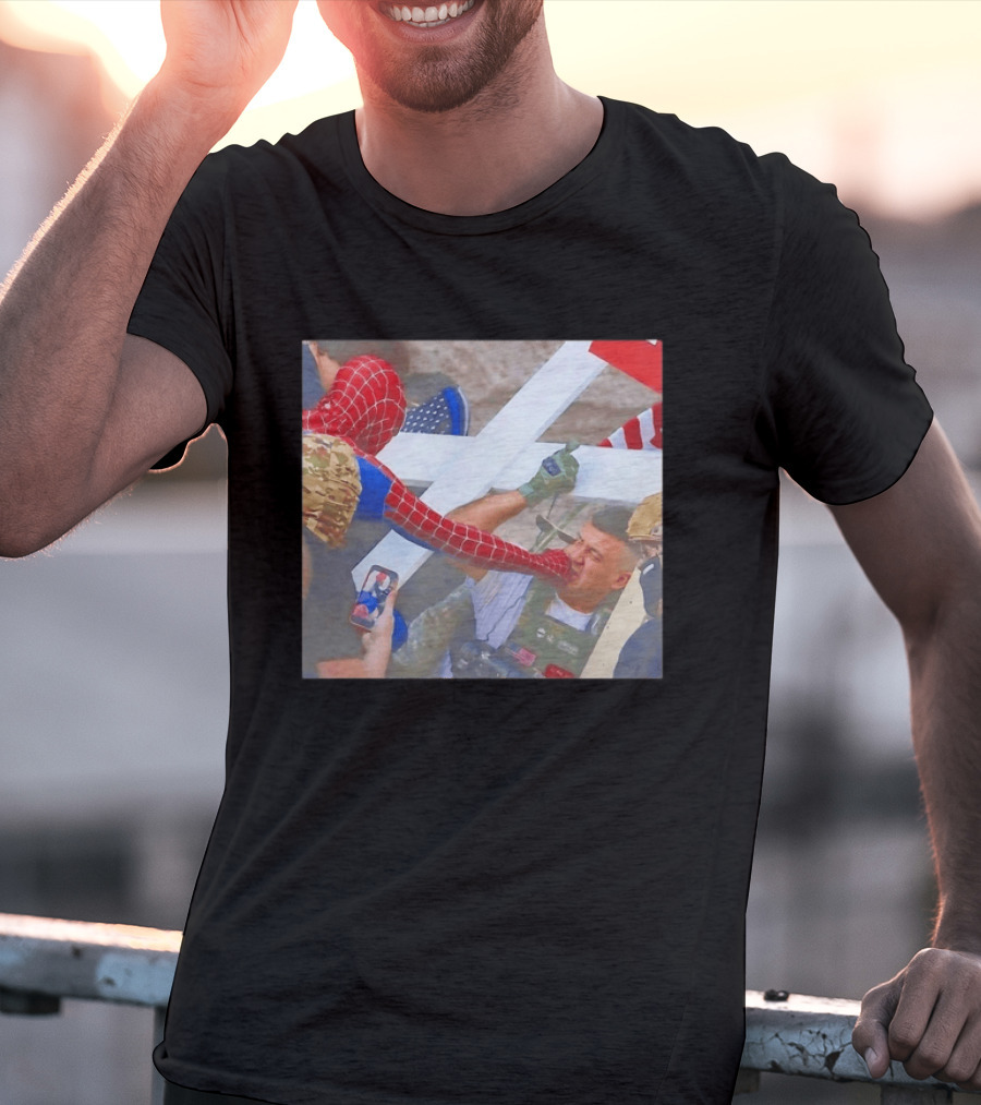 Invisible Touch Spider Man Meets Protester Face Off T-Shirt