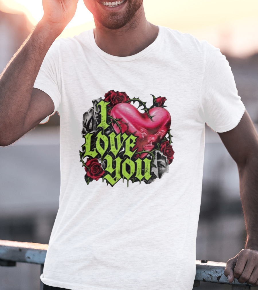 I Love You Gothic Heart Roses T-Shirt