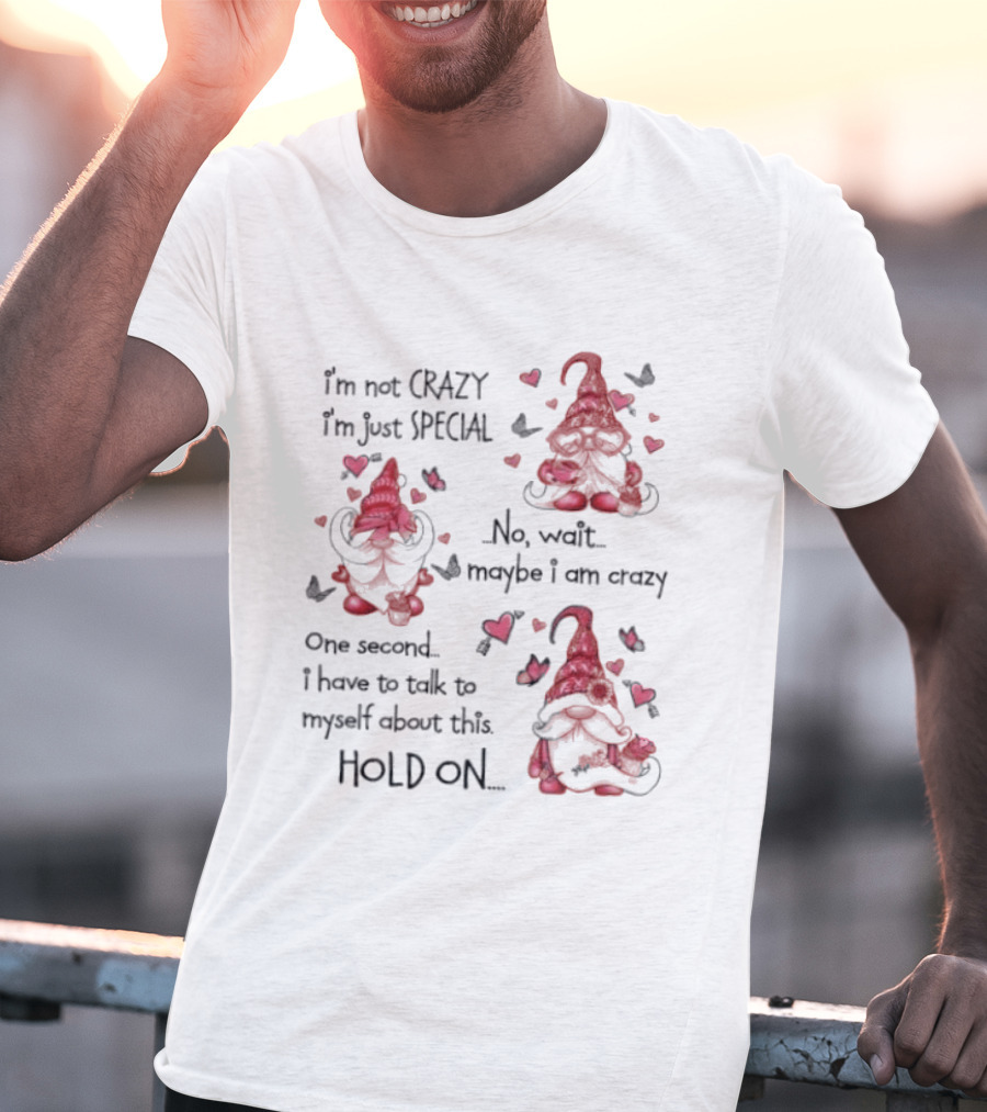 I'm Not Crazy I'm Just Special Gnome No Wait Maybe I Am Crazy Hold On T-Shirt
