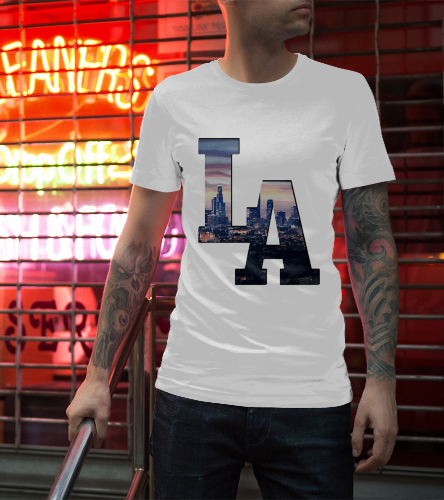 Los Angeles City Skyline LA California Sunset View T-Shirt