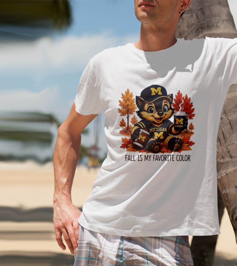 Michigan Wolverines Fall Is My Favorite Color Mascot Coffee Football T-Shirt