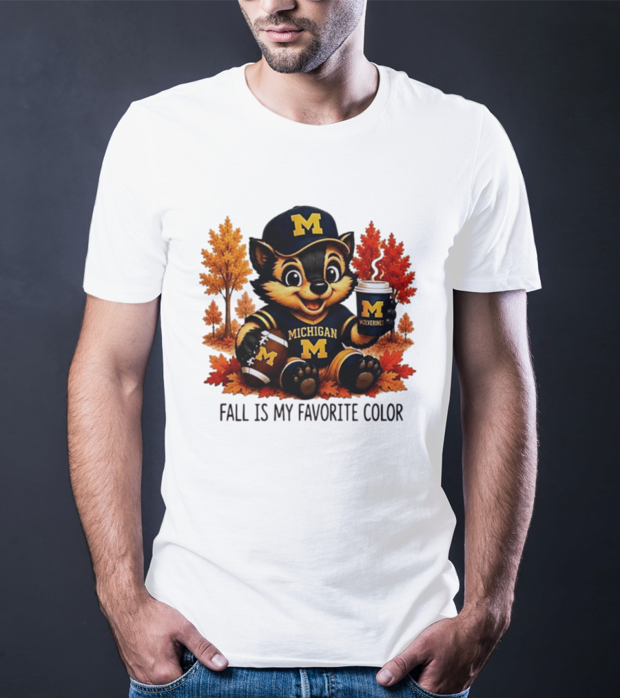 Michigan Wolverines Fall Is My Favorite Color Mascot Coffee Football T-Shirt