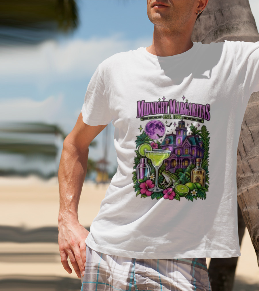 Midnight Margaritas Est. 1998 Haunted Mansion Tropical Vibes Lime And Moon Magic T-Shirt