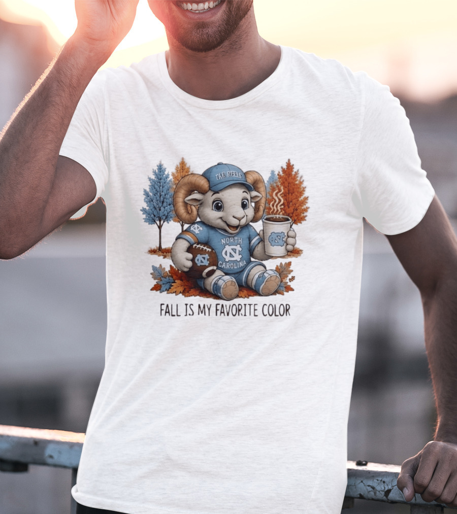 North Carolina Tar Heels Ram Fall Is My Favorite Color Football And Coffee T-Shirt