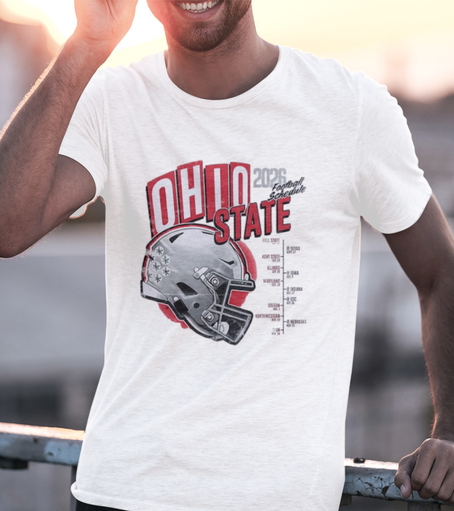 Ohio State Buckeyes 2026 Football Schedule Helmet T-Shirt