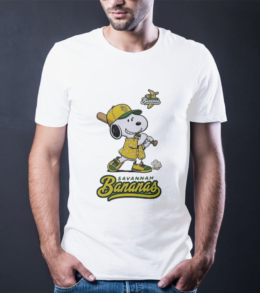 Snoopy Savannah Bananas Peanuts Baseball Collaboration T-Shirt