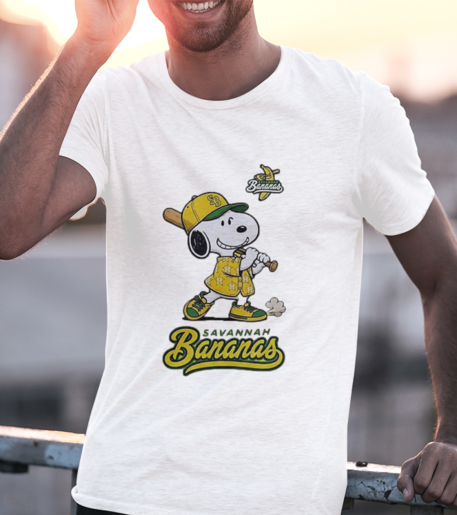 Snoopy Savannah Bananas Peanuts Baseball Collaboration T-Shirt