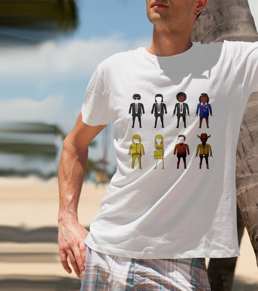 Tarantino Movie Characters Playful Figurine Lineup T-Shirt