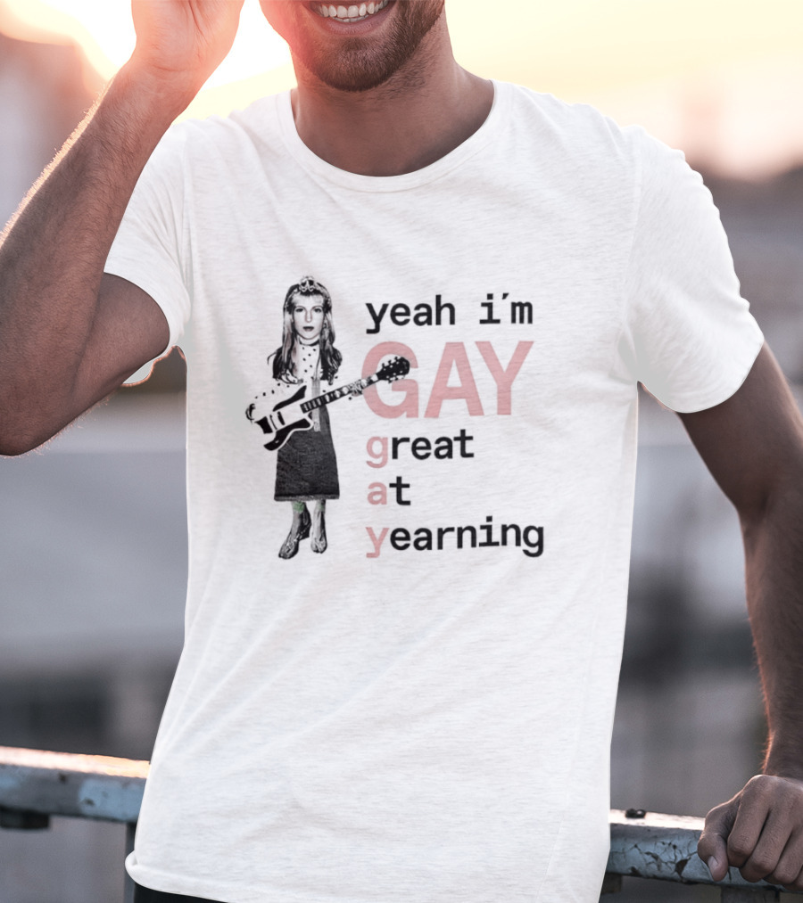 Yeah I'm Gay Great At Yearning Meme With Guitar Player T-Shirt
