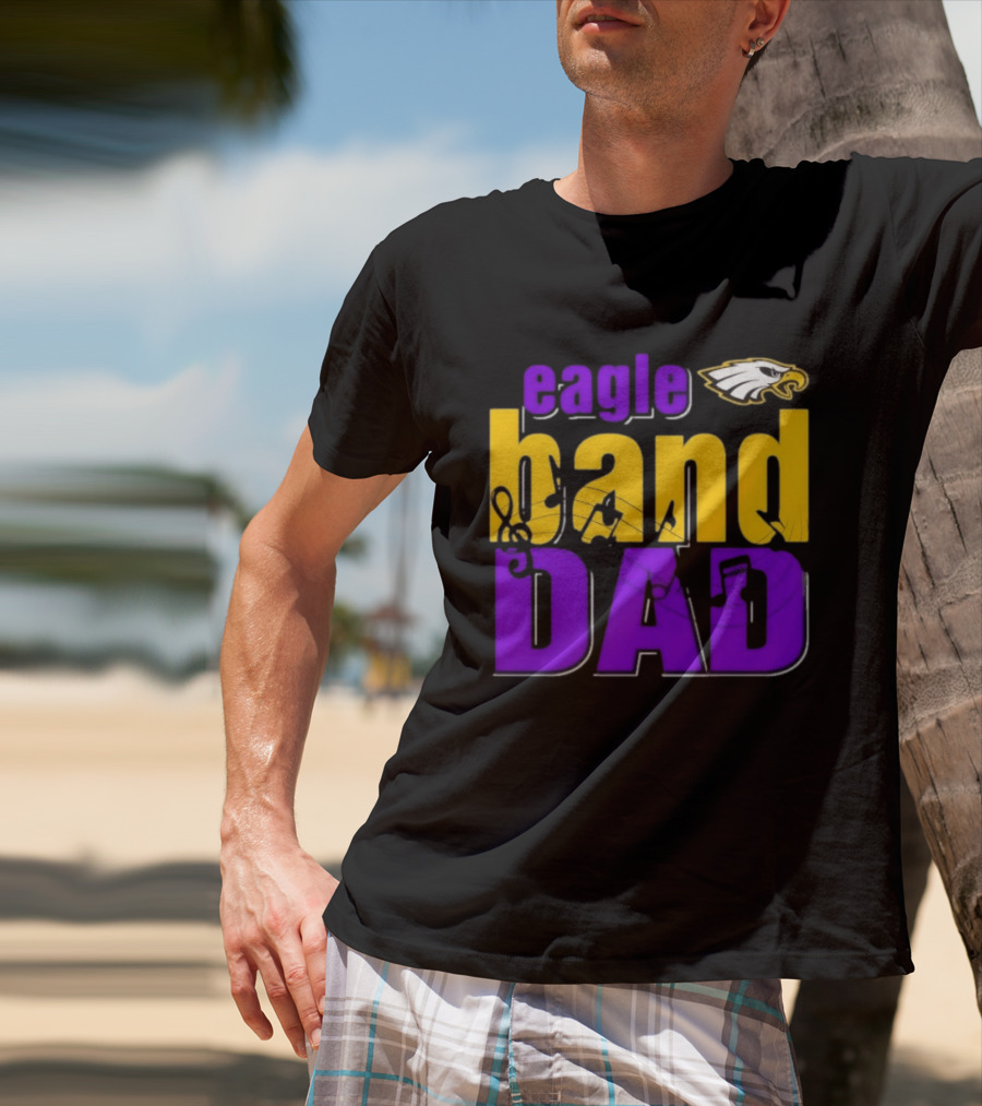 Eagle Band Dad With Eagle Head Icon Yellow And Purple T-Shirt