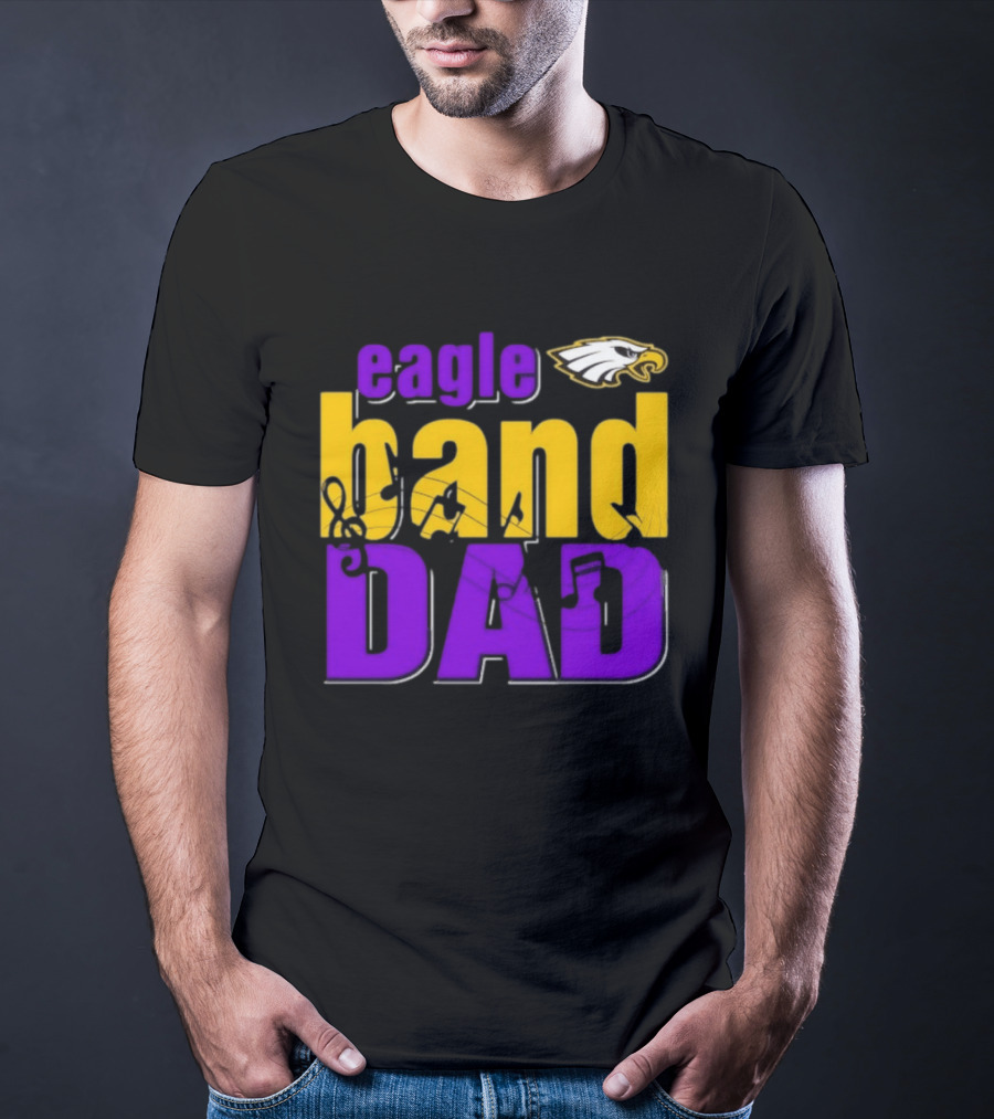 Eagle Band Dad With Eagle Head Icon Yellow And Purple T-Shirt