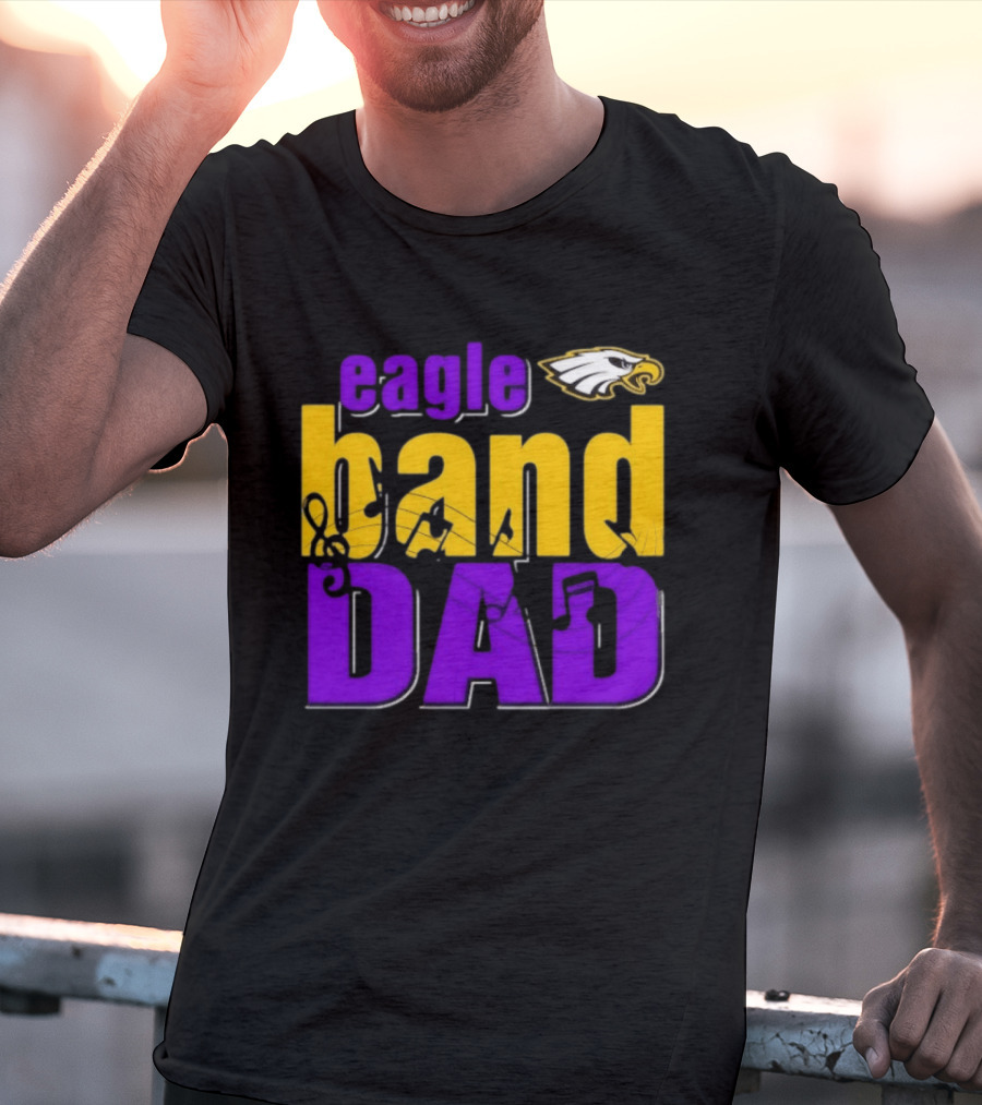 Eagle Band Dad With Eagle Head Icon Yellow And Purple T-Shirt