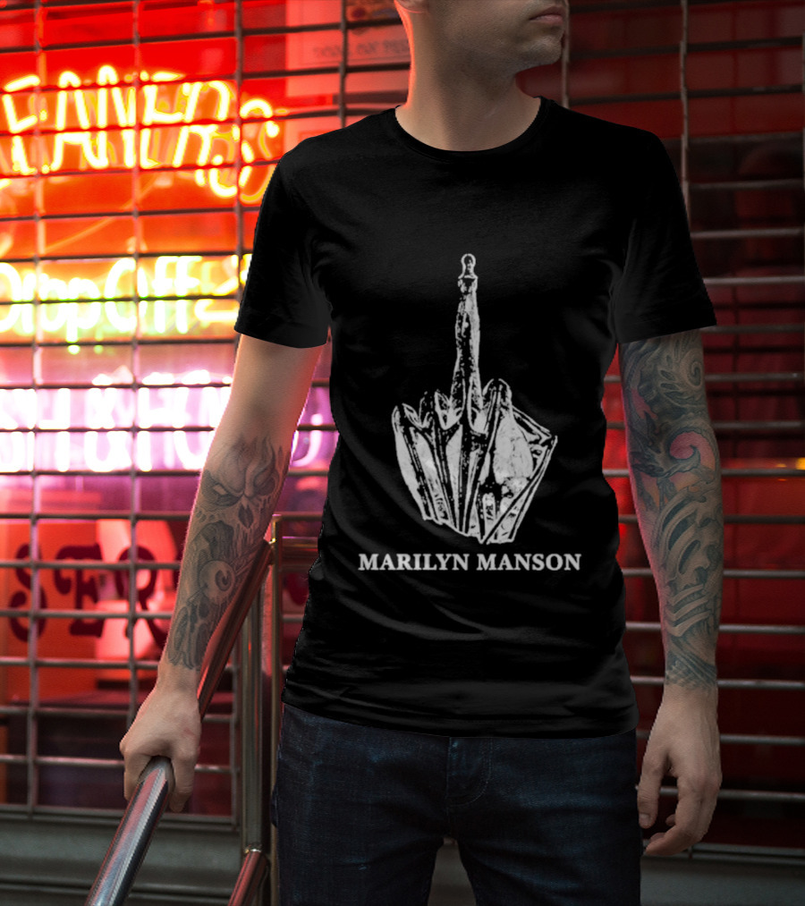 Marilyn Manson Middle Fingers Freaks On Tour 2026 With Rob Zombie T-Shirt