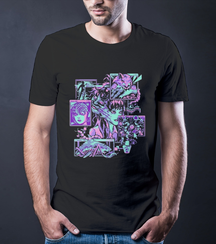 Scarred Crawler Glitch Aesthetic Portraits And Digital Art Panels T-Shirt