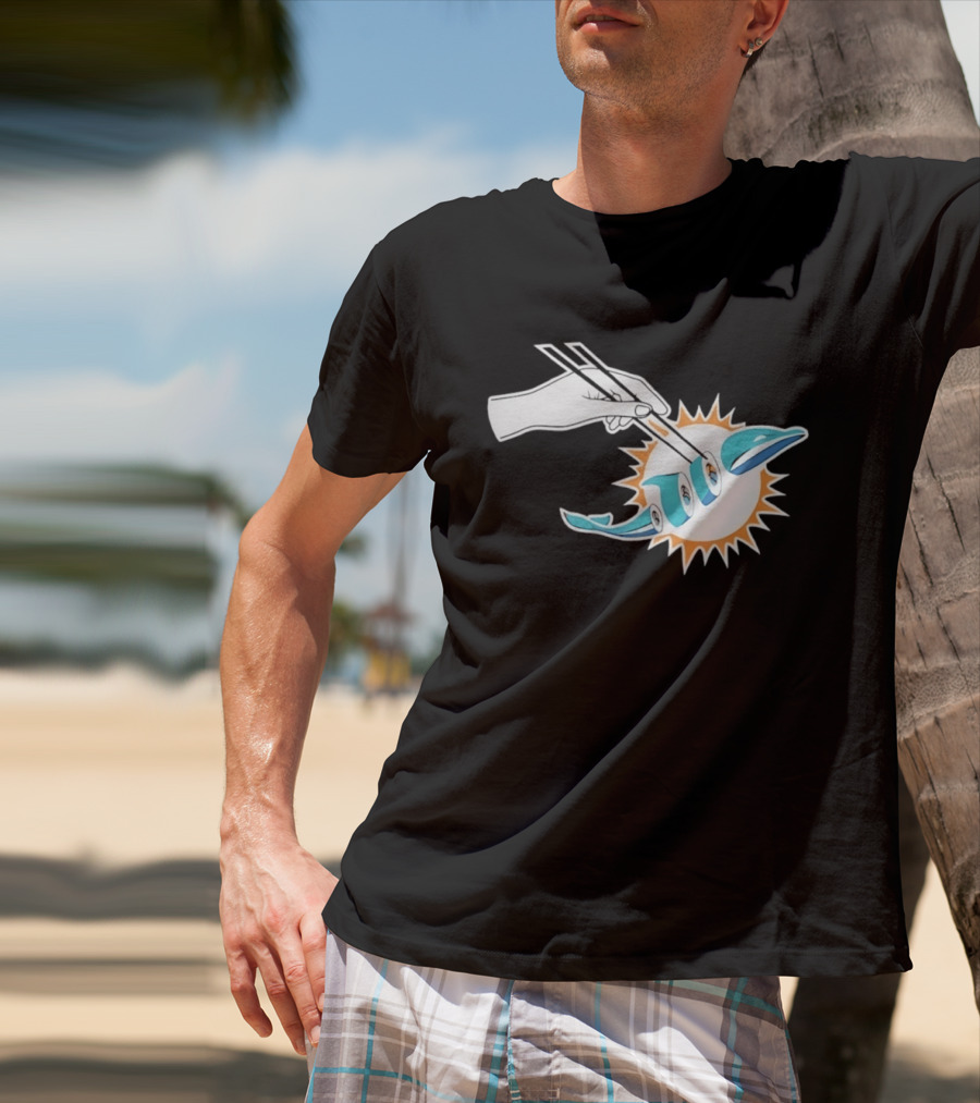 Miami Dolphins Sushi Roll Chopsticks T-Shirt