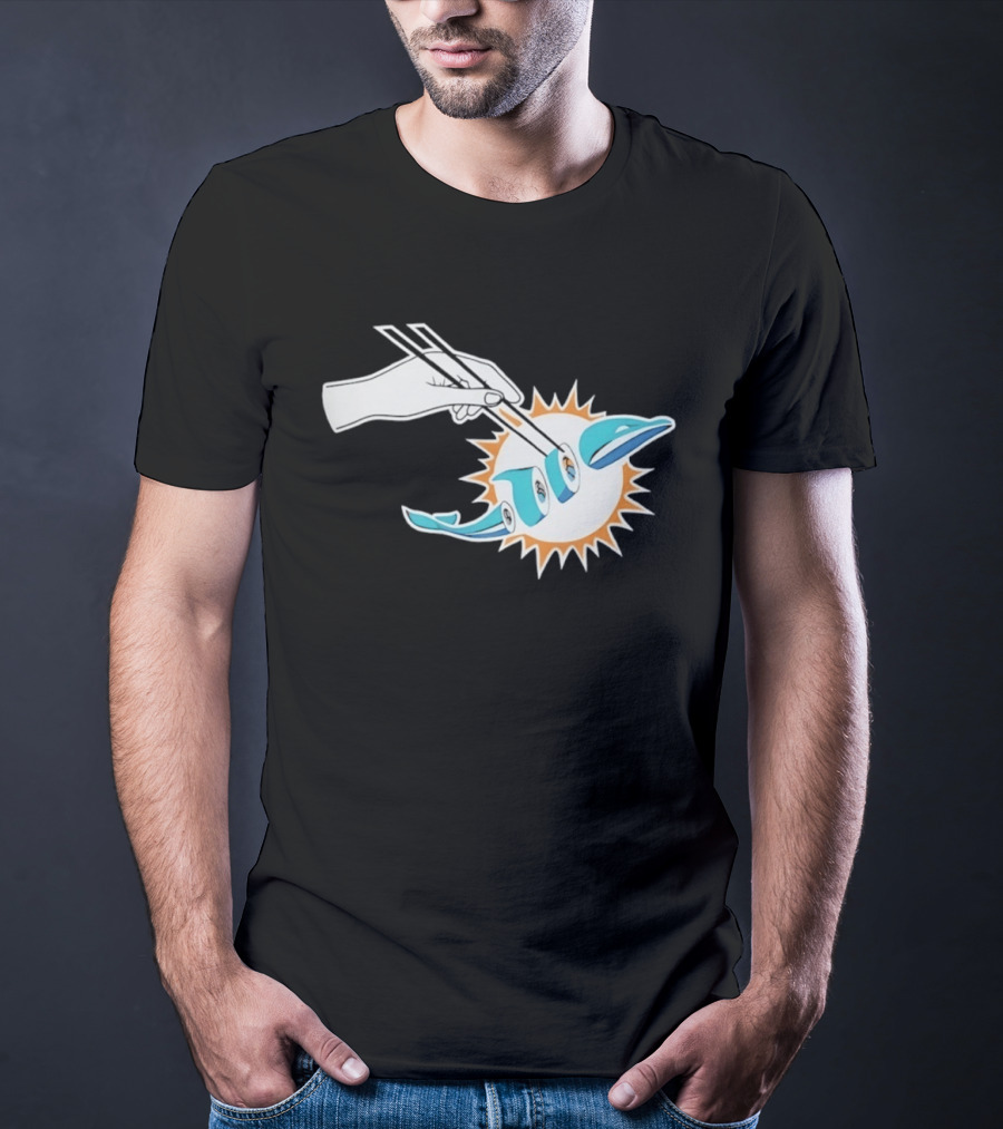 Miami Dolphins Sushi Roll Chopsticks T-Shirt