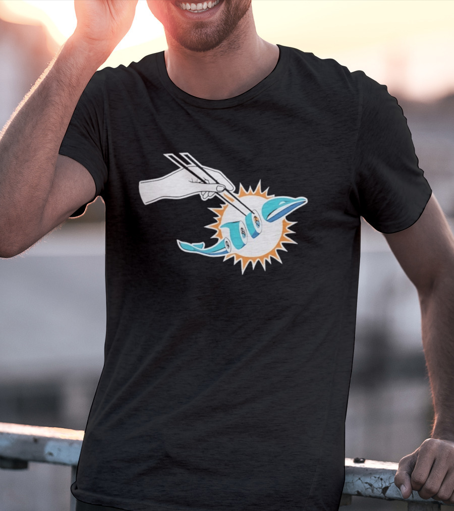 Miami Dolphins Sushi Roll Chopsticks T-Shirt