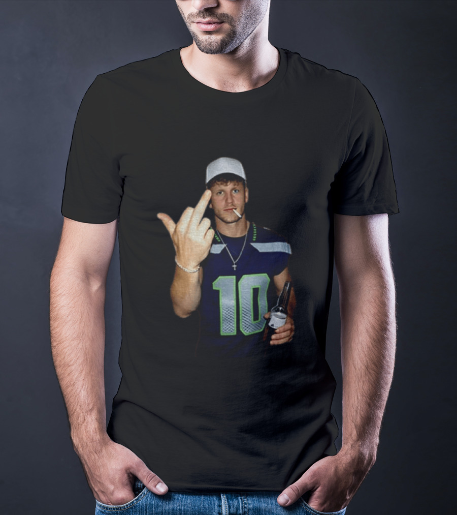 Seattle Seahawks Cooper Kupp Smoking Beer Gesture Iconic Football T-Shirt