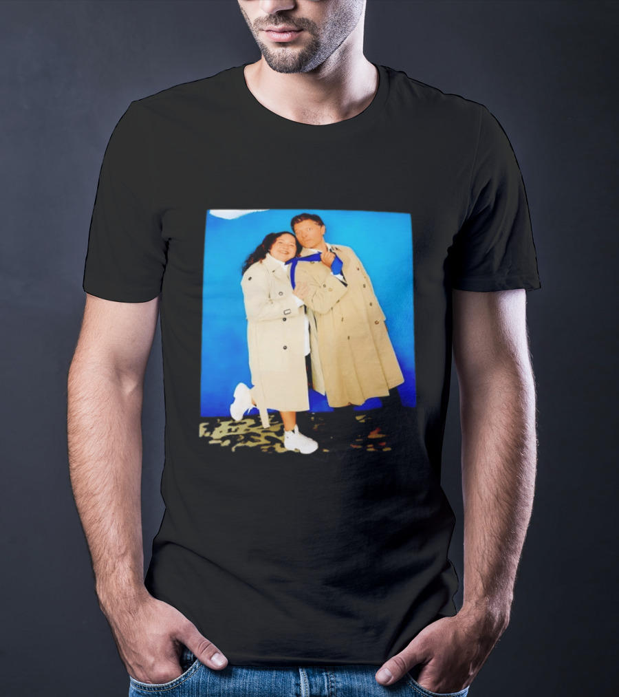 Misha Collins Castiel Supernatural Photo Trench Coat And Tie T-Shirt