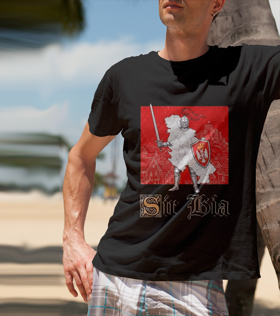 Sir Bia Knight Of Serbia Map Serbian Pride Shield Armor Heritage T-Shirt