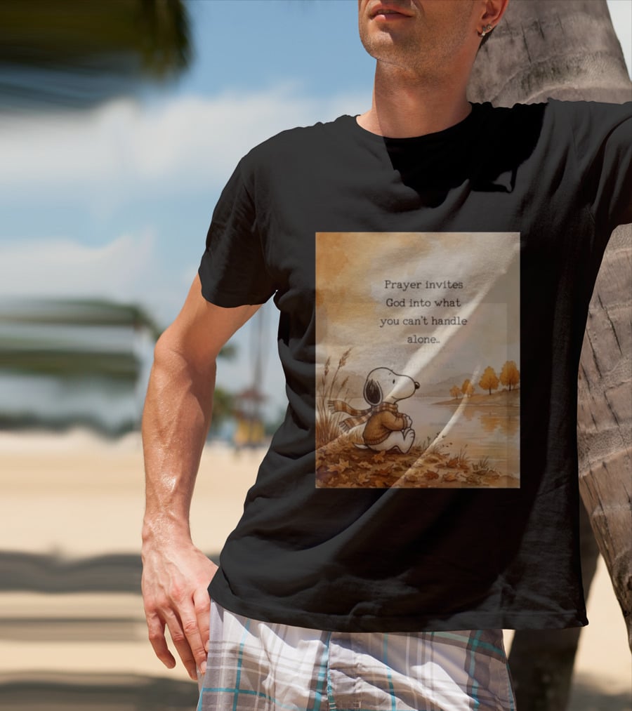 Snoopy Prayer Invites God Into What You Can't Handle Alone Autumn Scene T-Shirt