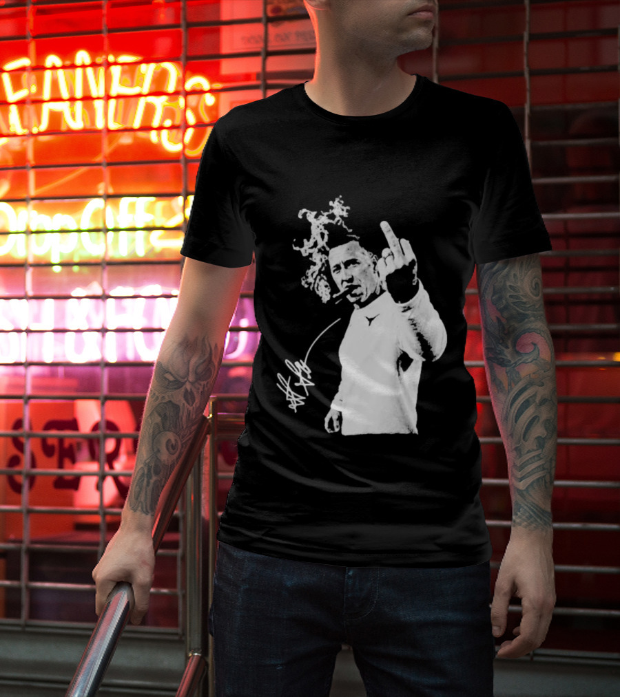 Steve Sarkisian Gesture Smoking Cigar Signature T-Shirt