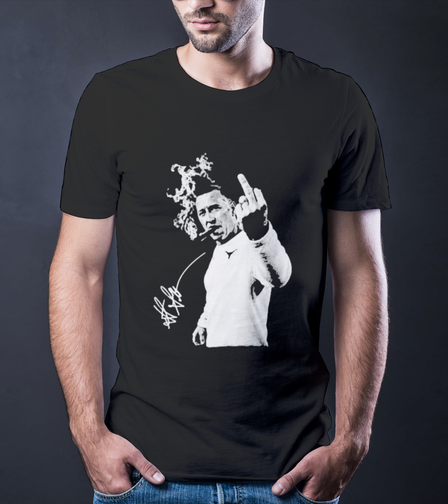 Steve Sarkisian Gesture Smoking Cigar Signature T-Shirt