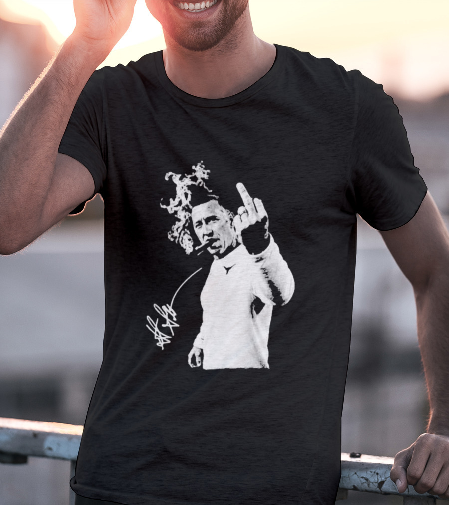 Steve Sarkisian Gesture Smoking Cigar Signature T-Shirt