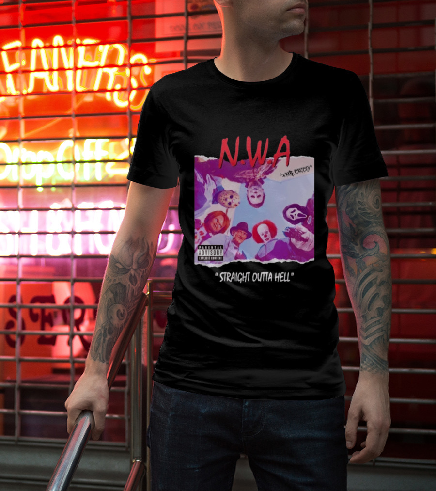 N.W.A Straight Outta Hell Horror Movie Character Mashup T-Shirt