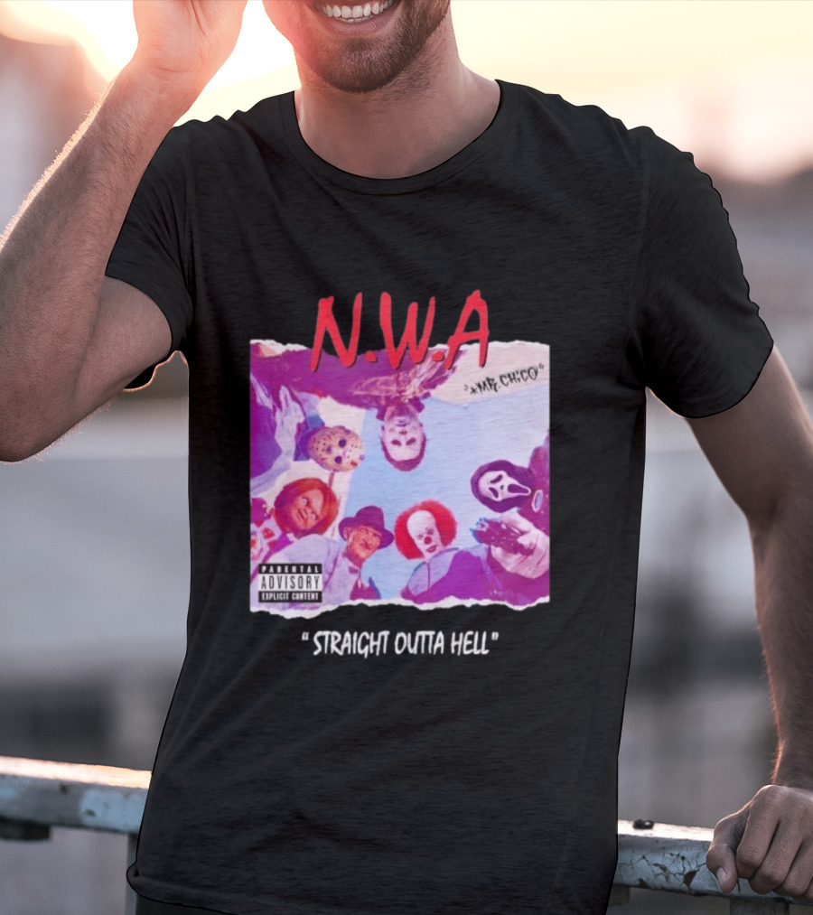 N.W.A Straight Outta Hell Horror Movie Character Mashup T-Shirt