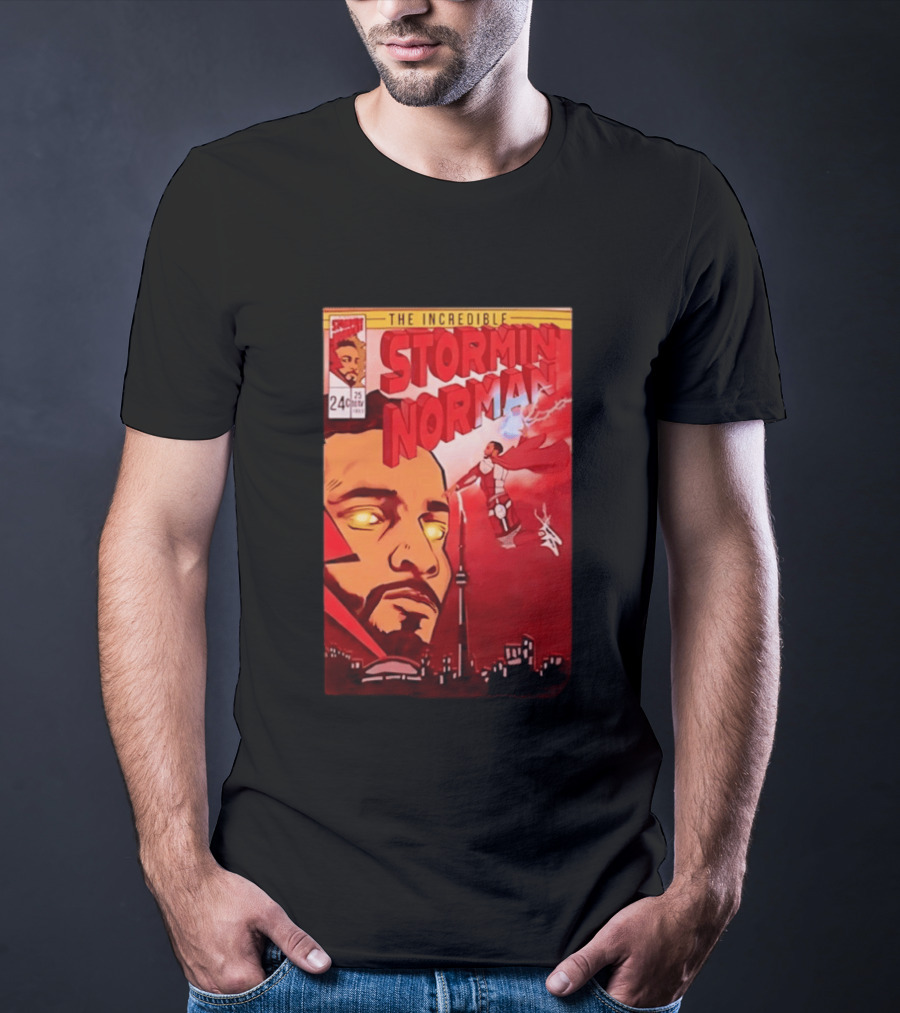The Incredible Stormin Norman Comic Book Flying Superhero Cityscape 25 Cent Issue 24 T-Shirt