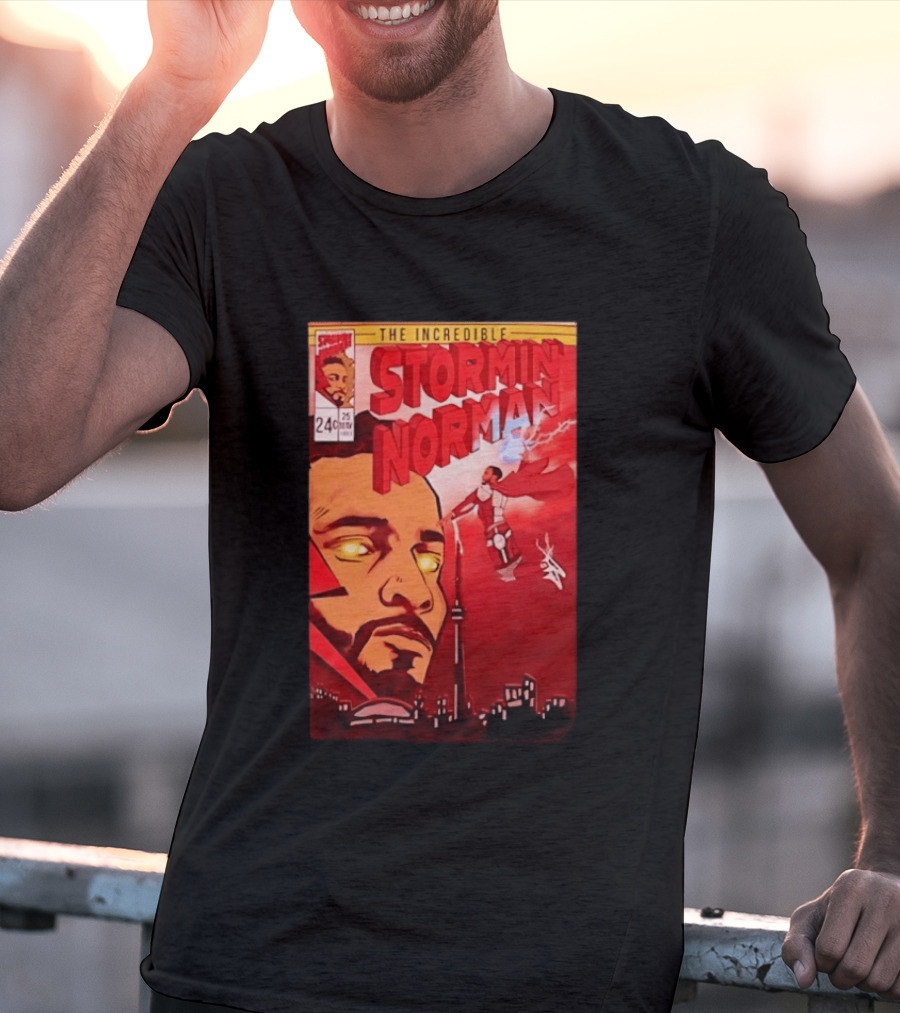 The Incredible Stormin Norman Comic Book Flying Superhero Cityscape 25 Cent Issue 24 T-Shirt
