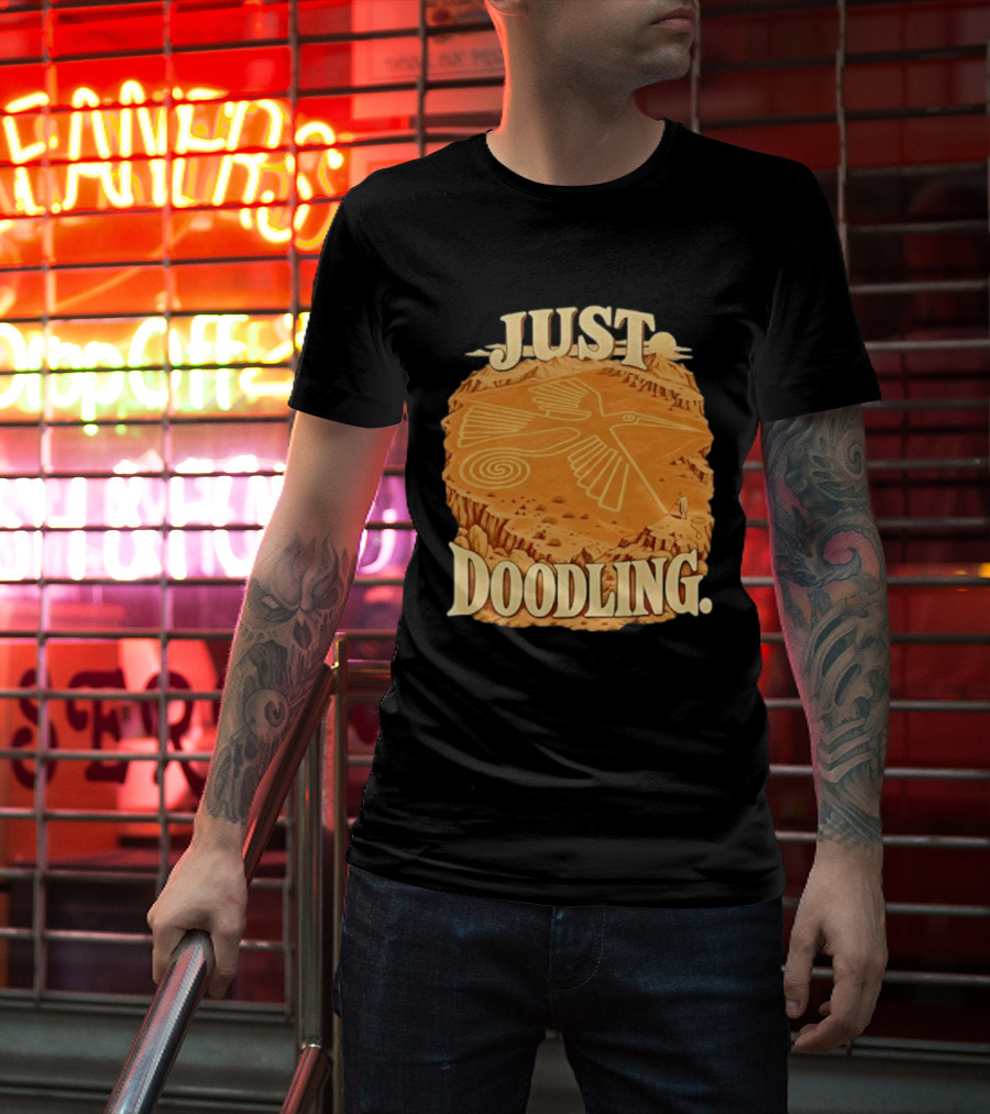 Just Doodling Nazca Lines Hummingbird Desert Landscape T-Shirt