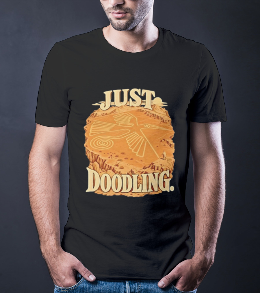 Just Doodling Nazca Lines Hummingbird Desert Landscape T-Shirt