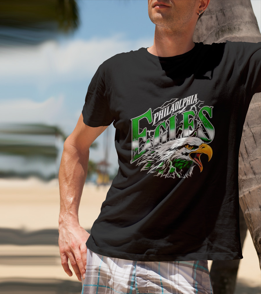 Philadelphia Eagles Lightning Eagle Green T-Shirt