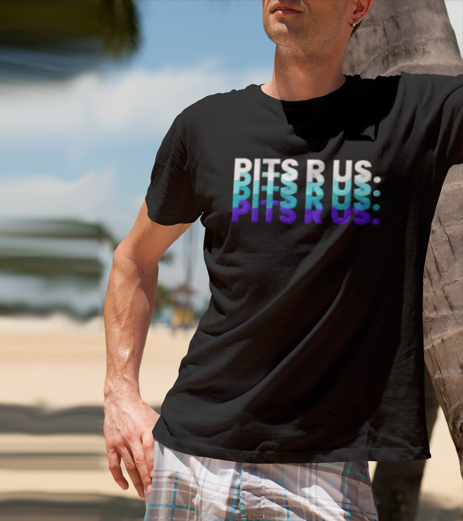 Pits R Us Layered Echo White Cyan Purple Gradient T-Shirt