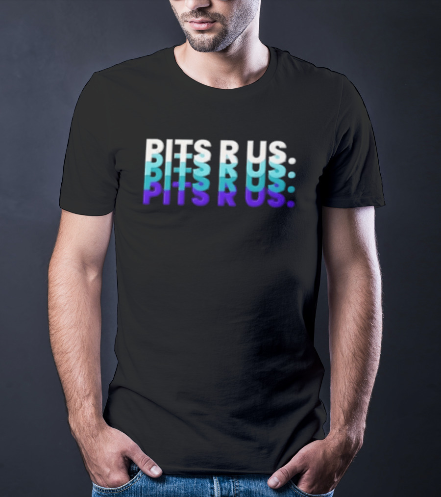 Pits R Us Layered Echo White Cyan Purple Gradient T-Shirt