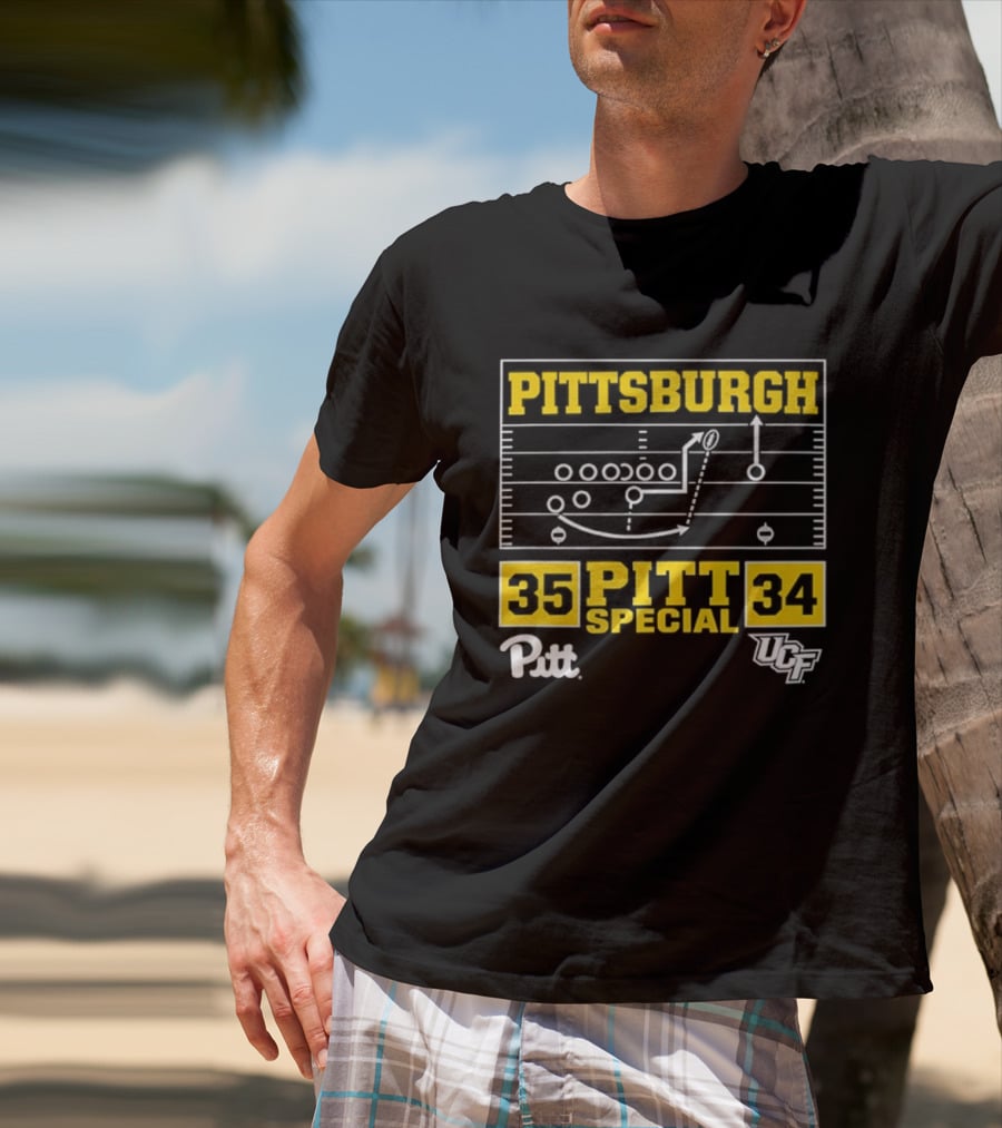 Pittsburgh Pitt Special 35 34 Victory Football Play Diagram Vs UCF T-Shirt