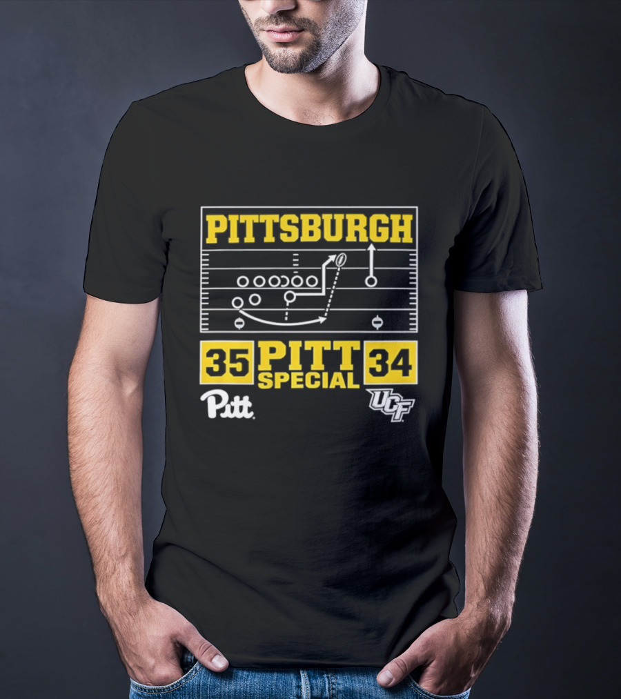 Pittsburgh Pitt Special 35 34 Victory Football Play Diagram Vs UCF T-Shirt