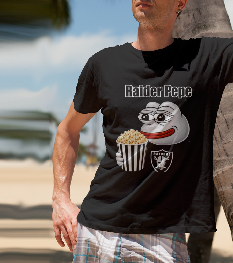 Las Vegas Raiders Raider Pepe Popcorn Meme T-Shirt