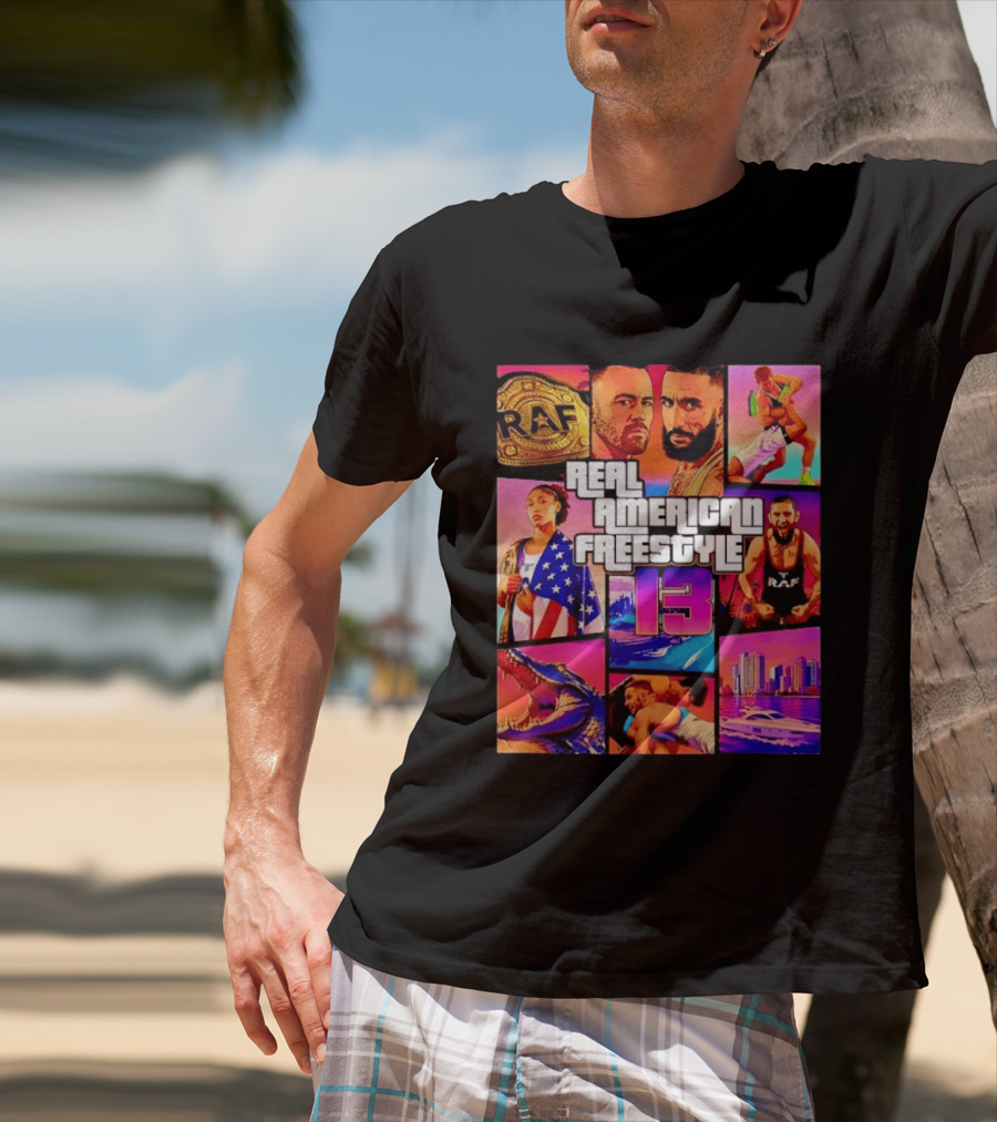 Real American Freestyle 13 Wrestling RAF Alligator Miami Scene T-Shirt