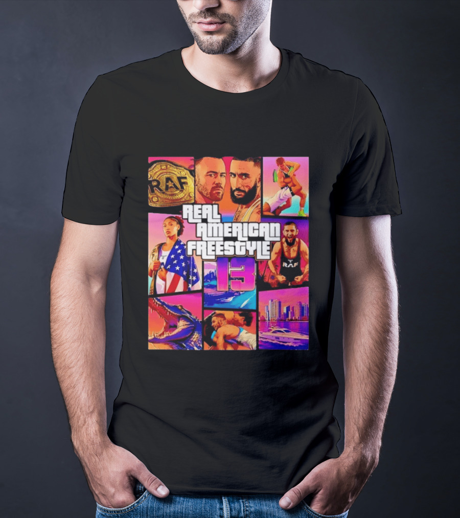 Real American Freestyle 13 Wrestling RAF Alligator Miami Scene T-Shirt