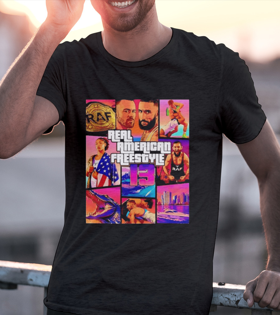 Real American Freestyle 13 Wrestling RAF Alligator Miami Scene T-Shirt