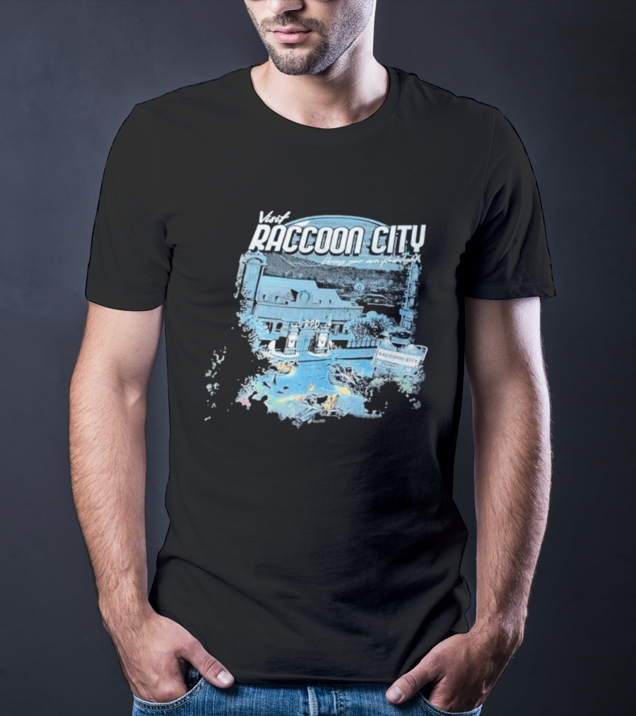 Visit Raccoon City Bring Your Own Flashlight RPD Entrance Postcard T-Shirt